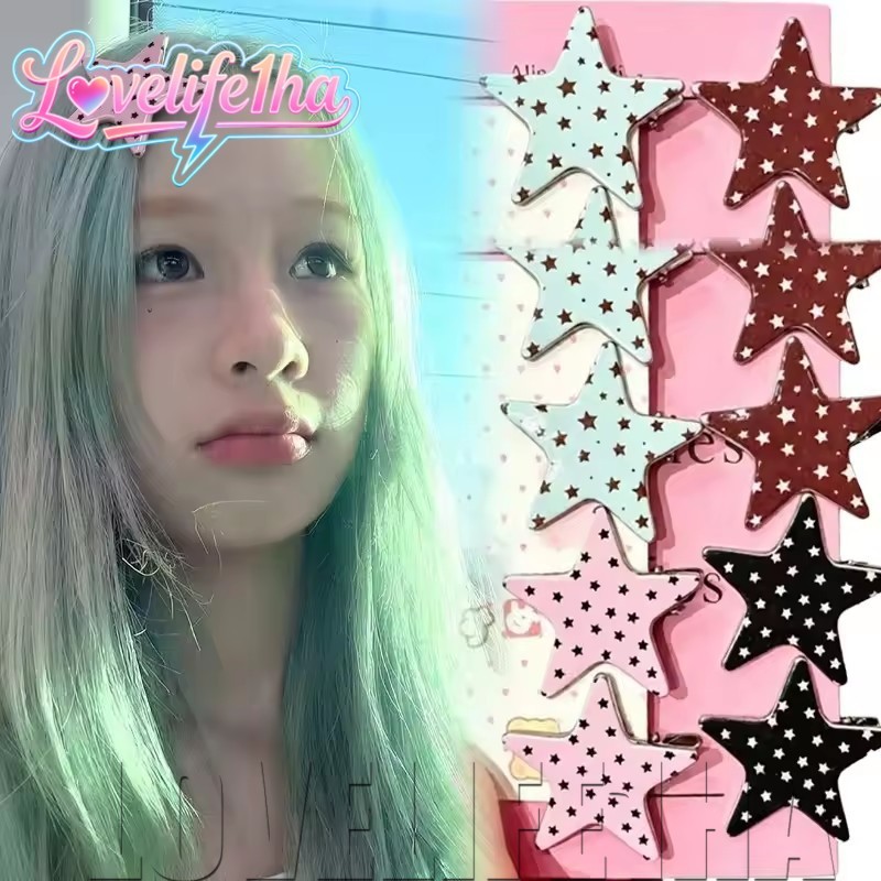 [Entrega Rápida] Grampo De Cabelo Com Bolinhas Em Forma De Estrela-Estilo Doce E Legal Y2K-Acessórios Criativos Para Que