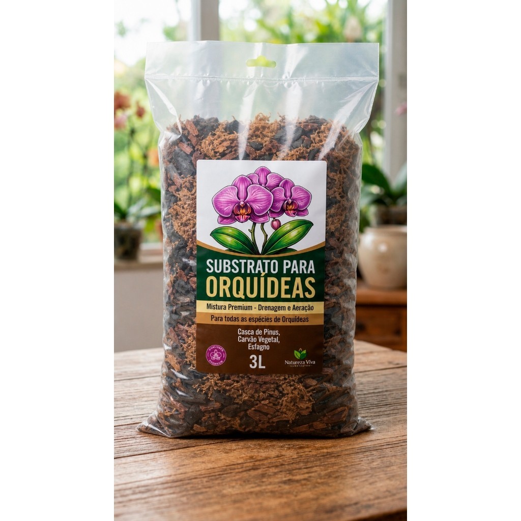 Substrato Para Orquídeas mix Casca Pinus + Carvão + Chip Coco Saco de 3Litros
