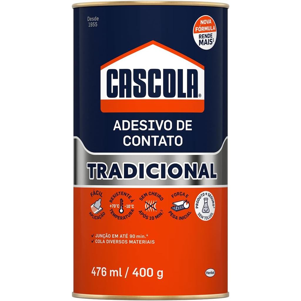 Cascola Tradicional sem Toluol, Cola de Contato, 1x400g