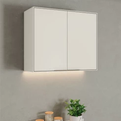 Armário Aéreo Cozinha 80 Cm Fineze 2 Portas 100% Mdf Areia Hp - Henn