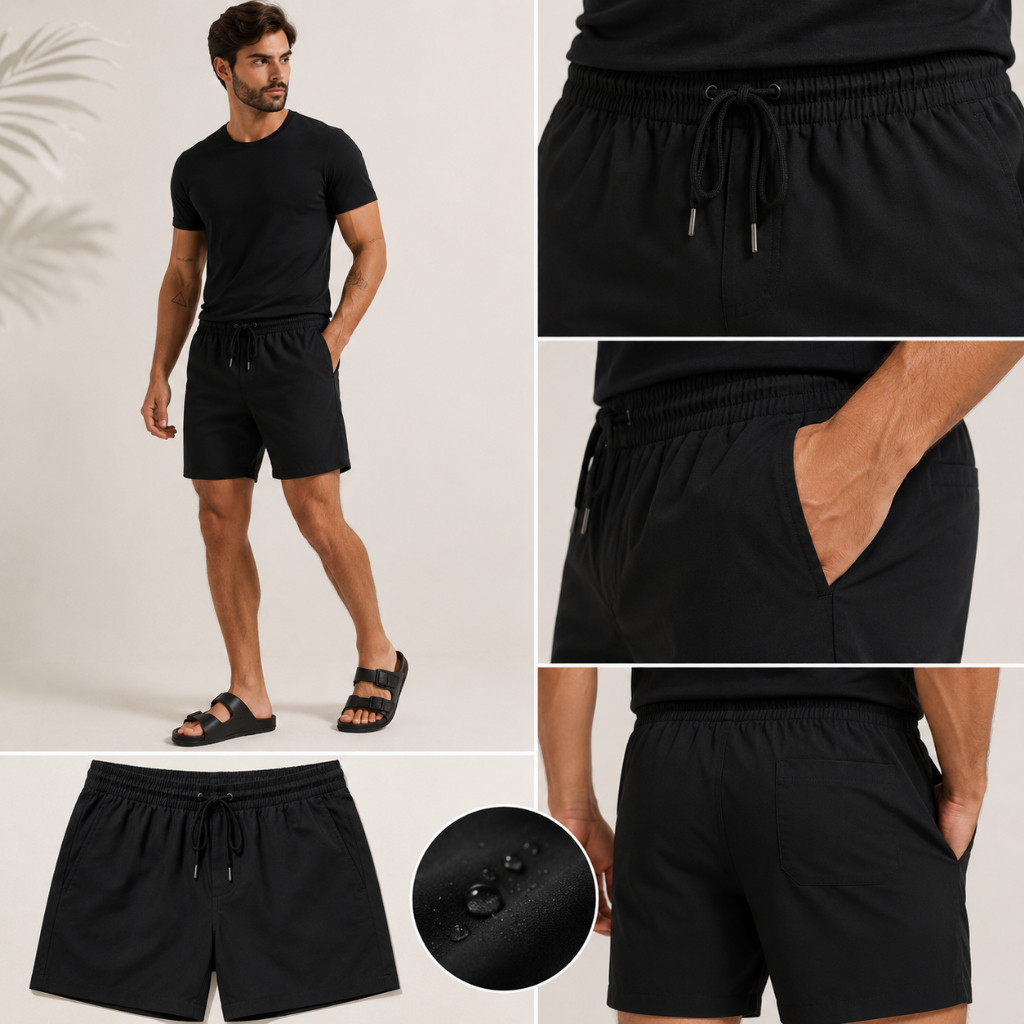 Short Tactel Masculino Com Bolso Mauricinho De Praia Liso Bermuda Elastano Para Dia a Dia P M G