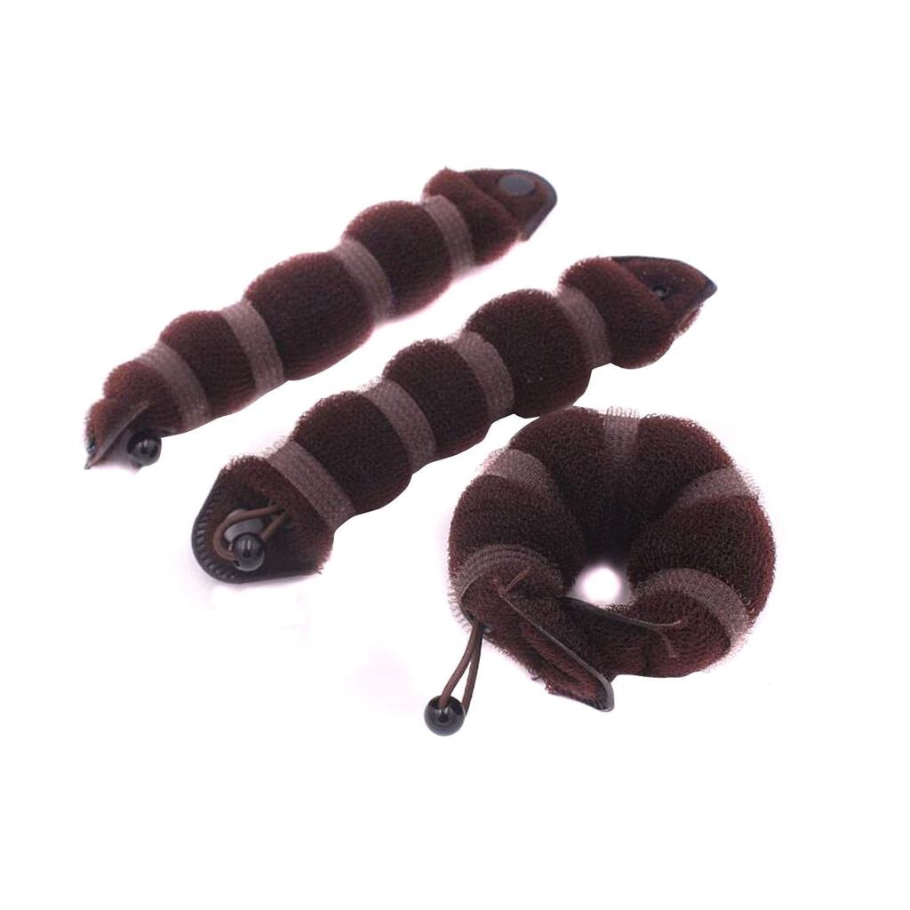 Conjunto de 3 modeladores mágicos de cabelo (1 grande + 2 pequenos) (Marrom)