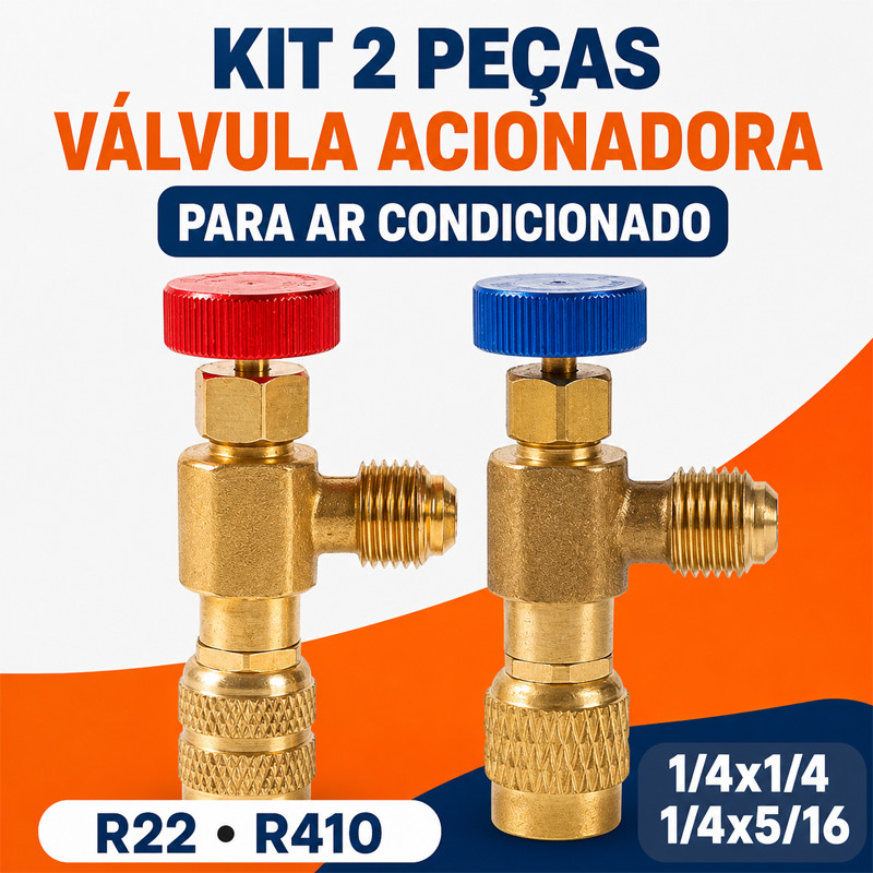 Kit De 2 Válvulas De Controle De Fluido Para Ar Condicionado R22 R410 1/4x1/4 E 4x5/16