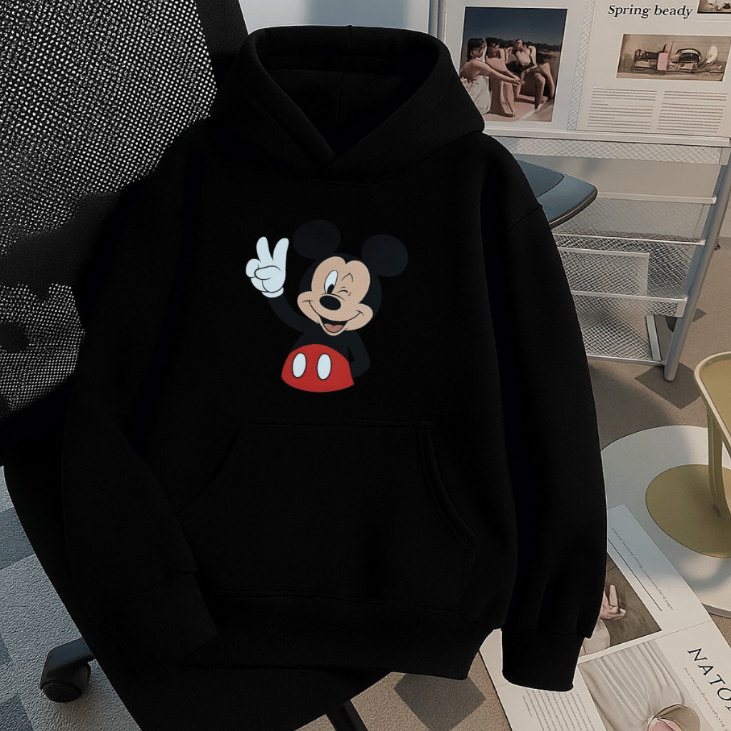 Moletom Canguru Unissex Blusa de Frio Estampado Desenho Animado Casaco Flanelado Quentinho Para Inverno