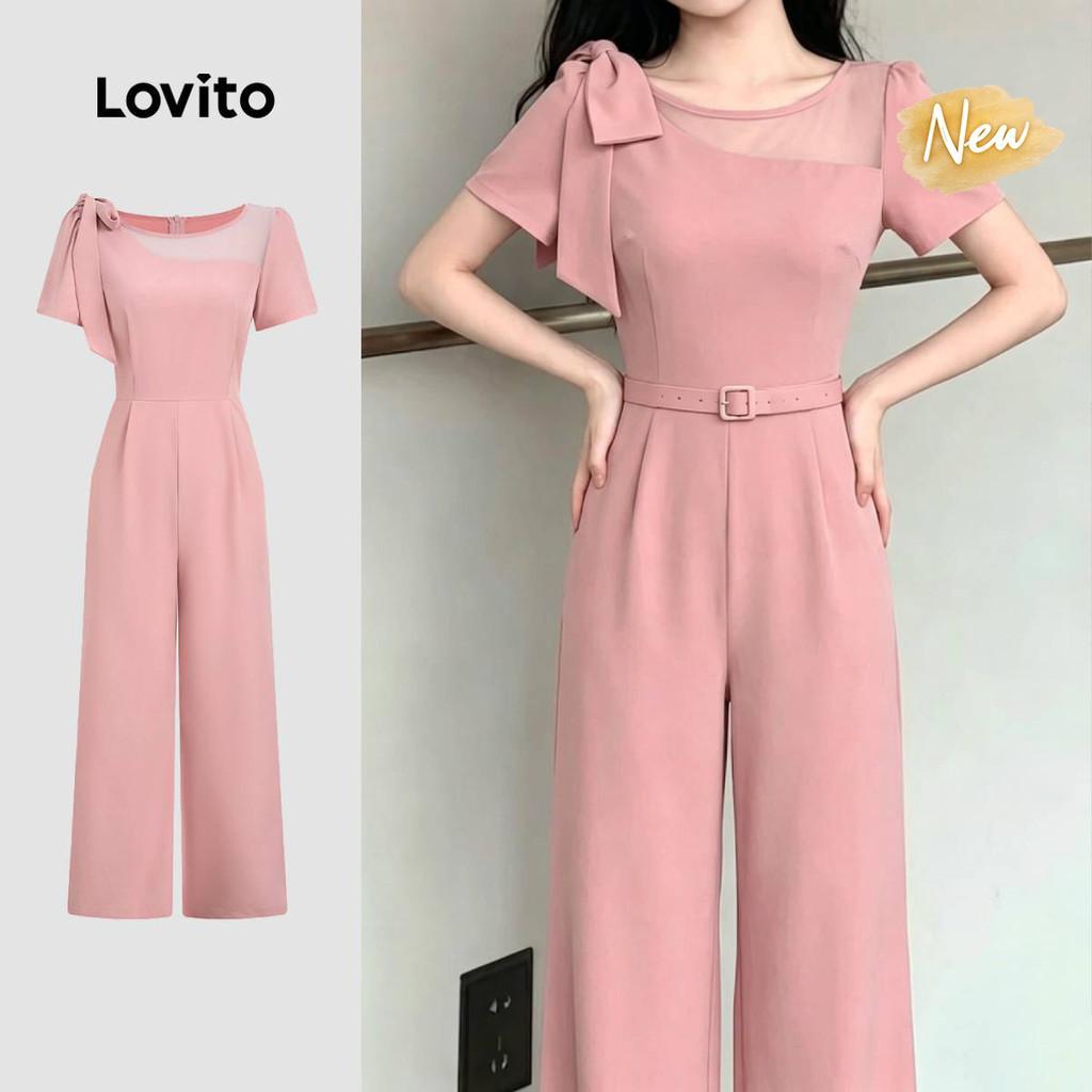 (New Arrival) Lovito Elegante Macacão de Tecido com Costuras Estruturais Macacão
