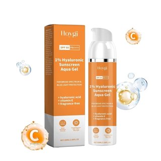 Protetor Solar com Ácido Hialurônico AMALIA SPF50, hidrogel contendo vitamina E, proteção UV de amplo espectro, sem frag