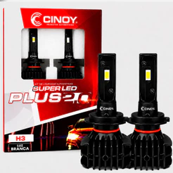 Kit Super LED Cinoy Plus 2D H3 6000LM 6500K 12V Luz Branca