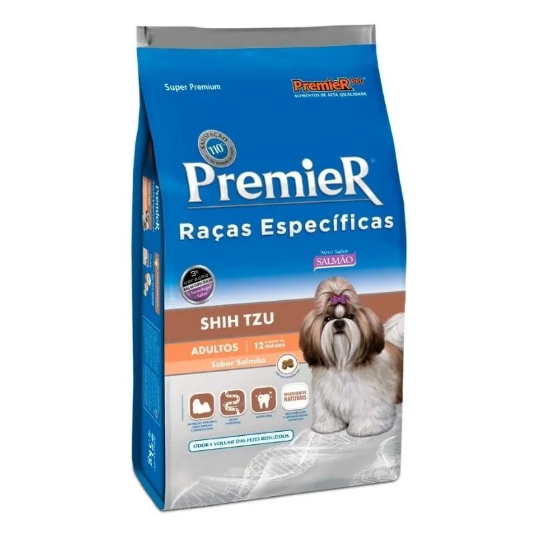 Ração Premier Cães Adultos Raças Específicas Shih Tzu Sabor Salmão 2,5kg