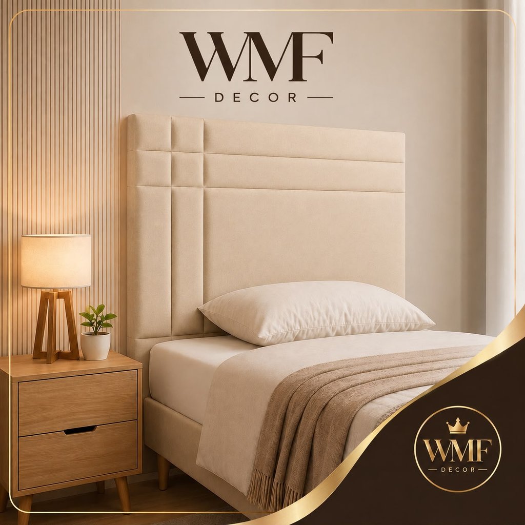 Cabeceira Solteiro 90 cm Carol Suede com Pés de Madeira Moderna para Cama