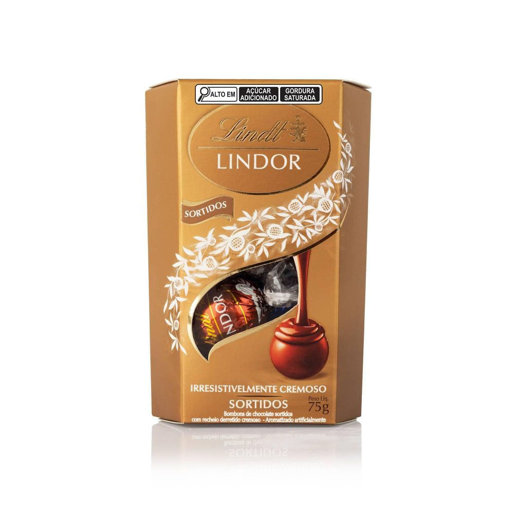 Caixa de Bombons Chocolate Lindt Lindor Sortidos 75g 6 Unidades