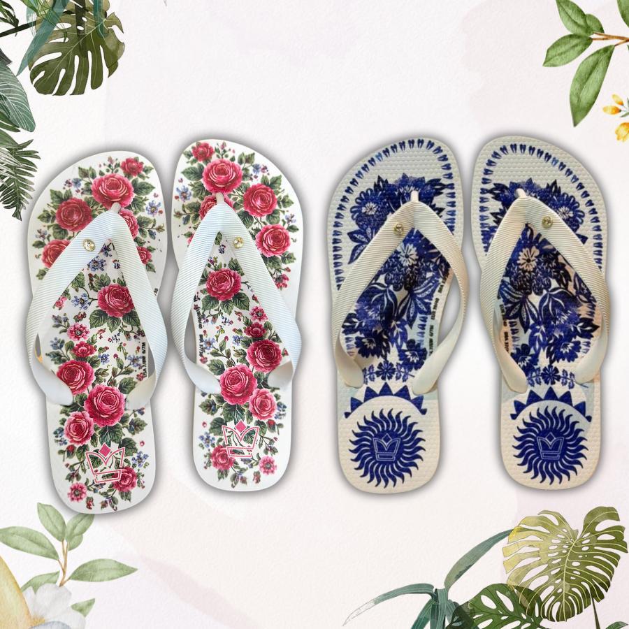 Kit 2 Chinelos Floral Feminino, Conforto Premium, Leve, Antiderrapante, Piscina e Verão