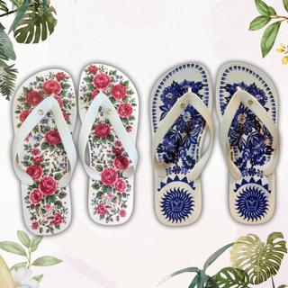 Kit 2 Chinelos Floral Feminino, Conforto Premium, Leve, Antiderrapante, Piscina e Verão