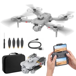 Drone Dobrável iSank Controle com Tela Câmera Dupla HD Desvio Obstáculos 360° Motor Sem Escova Fluxo Óptico 2 Baterias