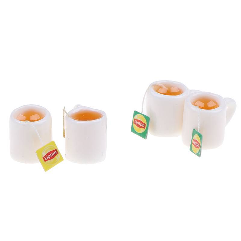 [HENGHOME] 2 Pçs/Lote Casa De Bonecas Em Miniatura Xícara De Chá Cozinha Sala Comida Bebida Talheres Decorações { TH }