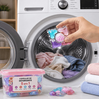 Cápsulas para Máquina de Lavar Roupas 5 em 1 Limpeza Profunda Práticas e Eficientes