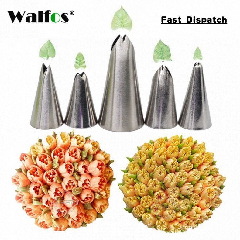 Walfos 5 Peças de Bicos de Confeitar em Aço Inoxidável, Ferramentas de Confeitaria 0VXT