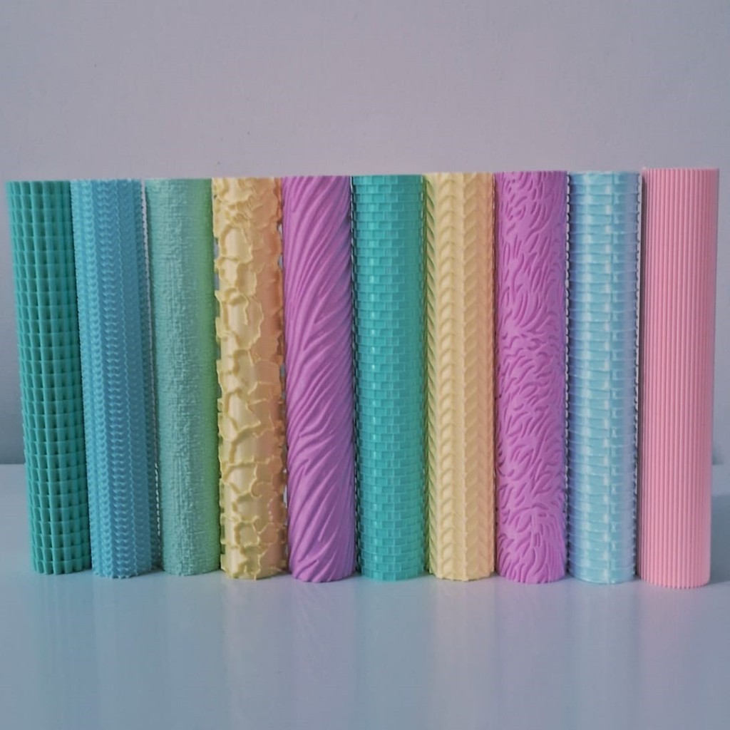 Rolos de Textura 17cm Colorido para Artesanato Massas Biscuit Impressão 3D