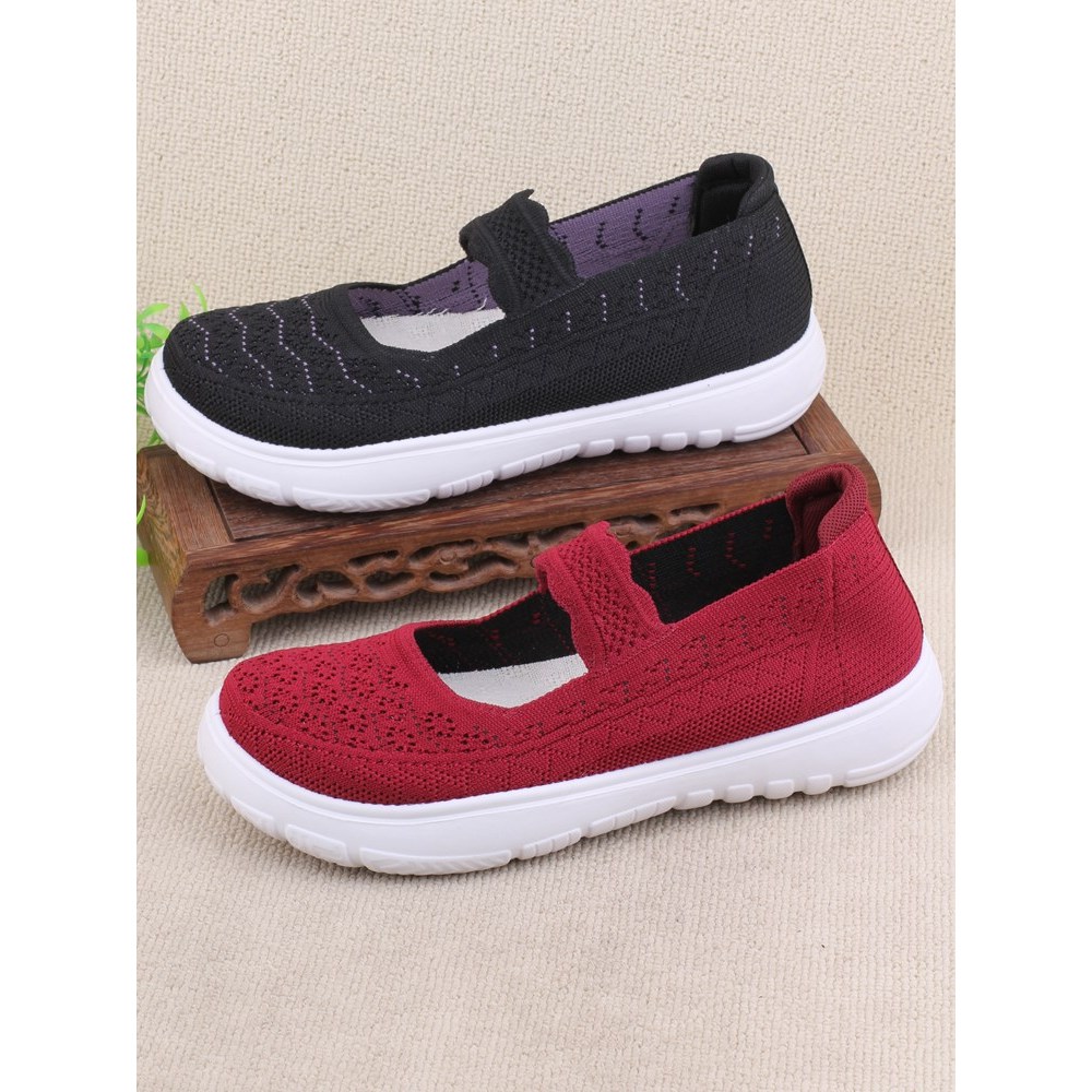 Verão velho pequim pano sapatos femininos sapatos de rede pés largos pés gordos sapatos femininos elástico voando malha