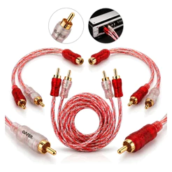 Kit Cabo RCA Injetado 5 Metros Com 2 Cabos Y 2 Macho 1 Fêmea Para Som Automotivo Áudio e Instalação Completa do Sistema