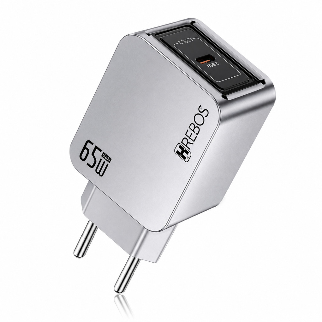 Carregador Turbo 65W Hrebos CRG-388 Fonte USB-C Type-C Notebook Celular