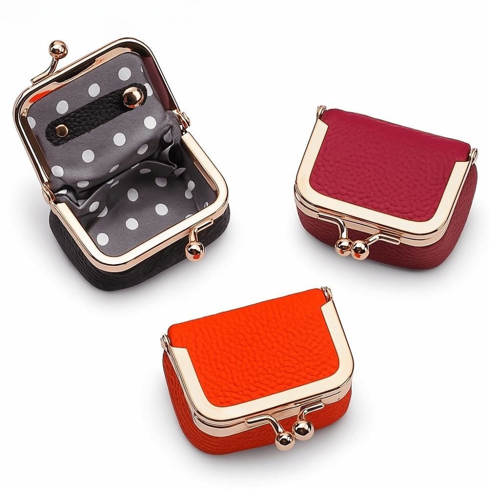 Porta-moedas, formato quadrado, feito de couro PU, usado para guardar joias e pequenos objetos, design em cor sólida.