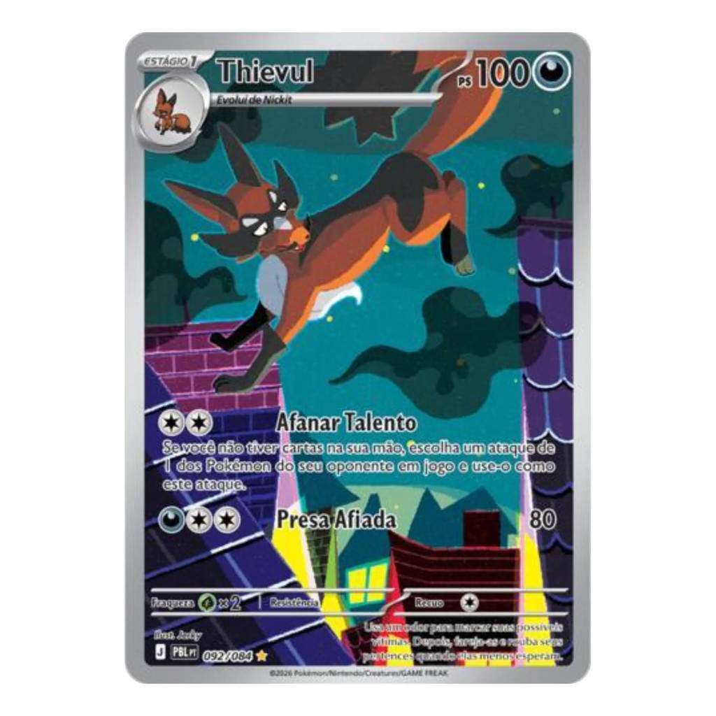 Carta Pokémon Thievul 092/084 Ilustração Rara Copag