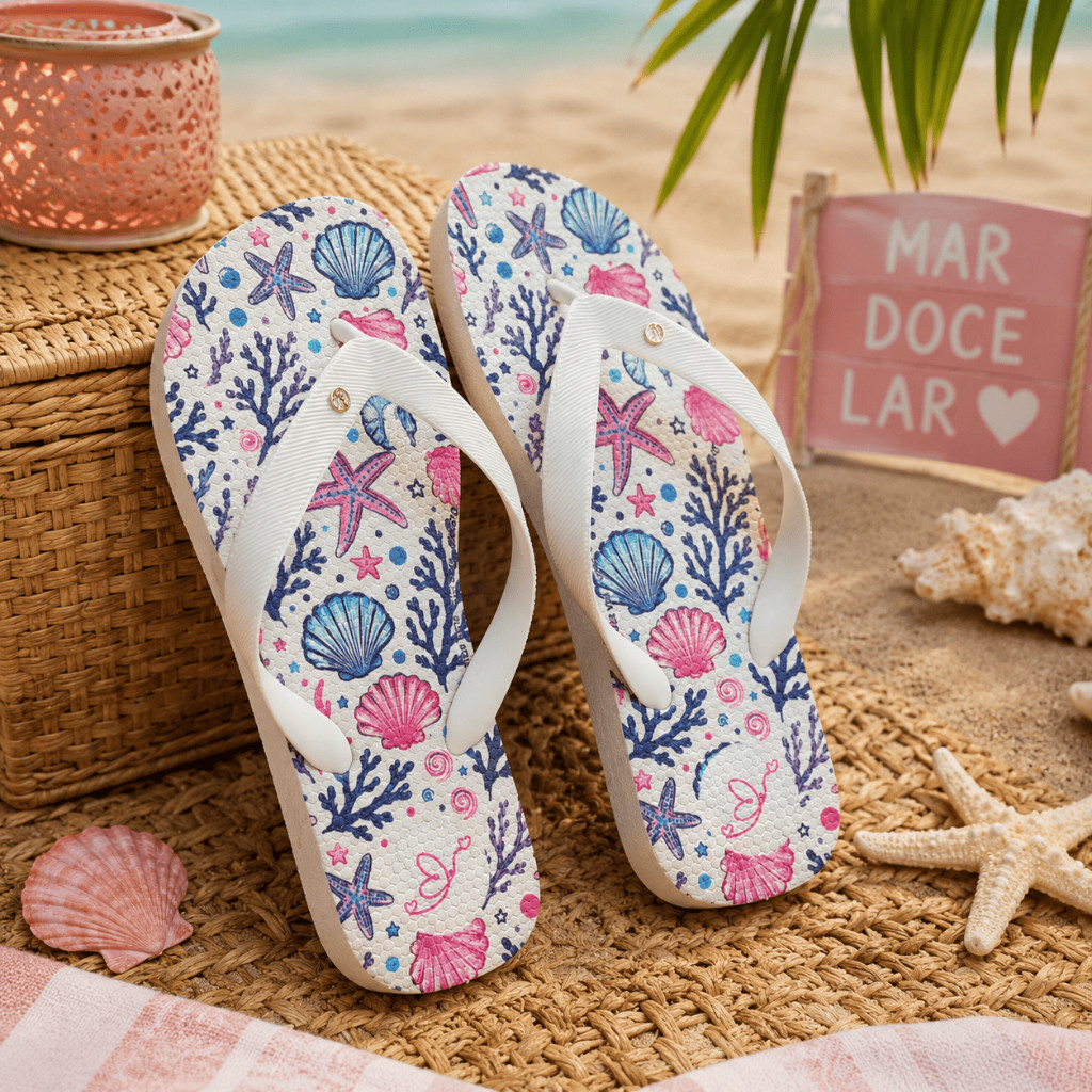 Chinelo Feminino Florêcy Estampado Antiderrapante Confortável Leve Para Dia a Dia Praia e Piscina