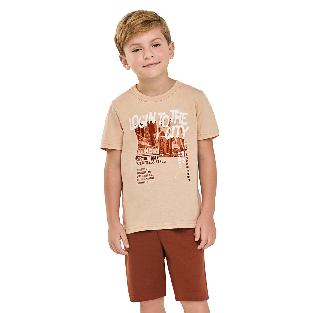 Conjunto Infantil Menino Estampa Urbana Elian Bege