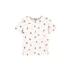 Camiseta Infantil Menino Curta Estampada Elian Bege