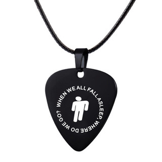 Colar de palheta de guitarra em aço inoxidável com logotipo Billy Alicia