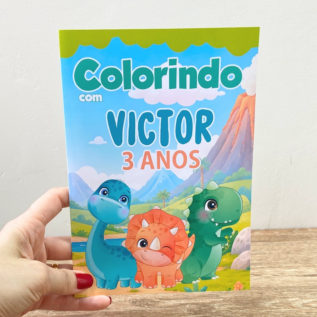 Livros para colorir Dino Baby - Dinossauro Baby personalizados para lembrancinhas aniversário