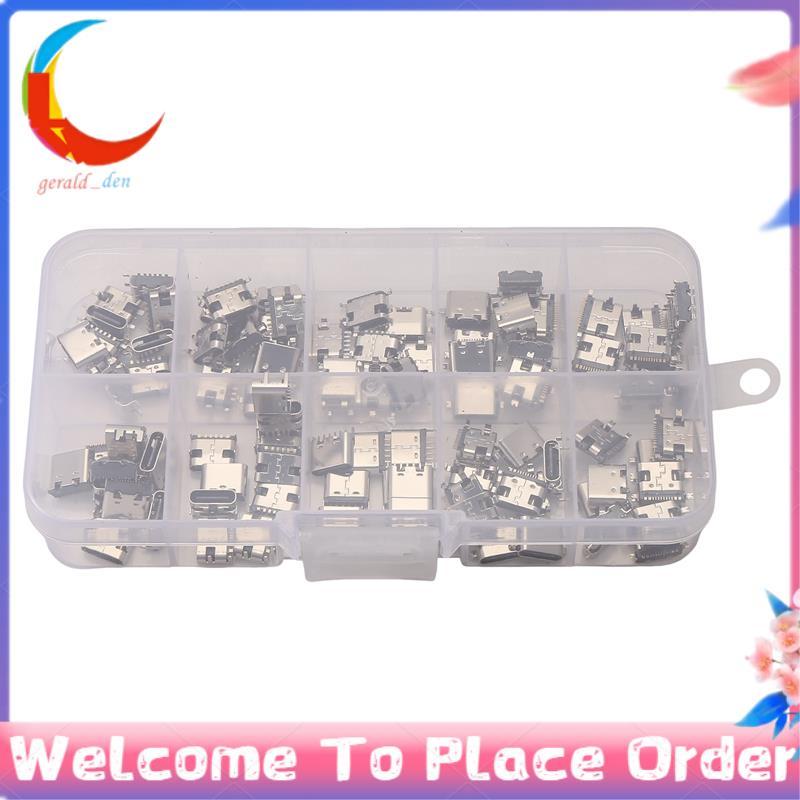 100 Pçs/Lote 10 Modelos Tipo-C Conectores De Doca De Carregamento USB Mix 6Pin E 16Pin Uso Para Telefone Kits De Reparo 