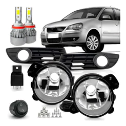 Kit Farol Milha Neblina Polo 2007 A 09 2010 11 Super Led Branco