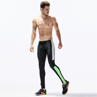 Calças de Fitness masculinas elástico náilon Tether dupla face cor combinando correndo esportes magro calças de cintura 