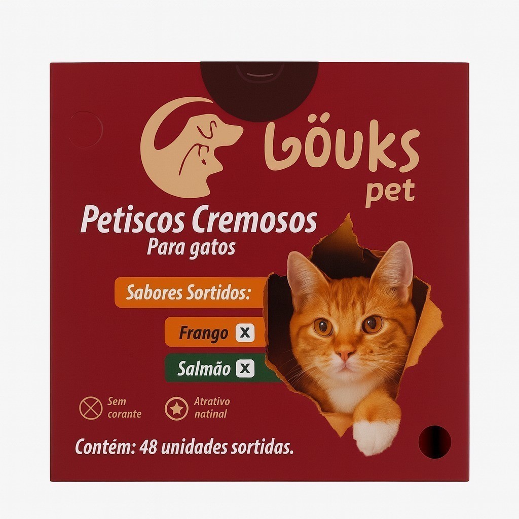 The Cat Snacks – Kit 48 Unidades de Petiscos para Gatos | Sabor Frango e Salmão
