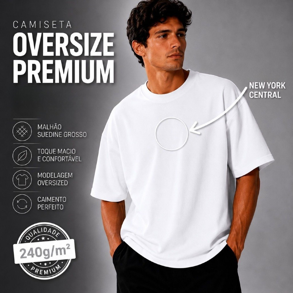 Camiseta Oversized New York Estampada 100% Algodão Malha Grossa Premium Unissex Streetwear Confortável