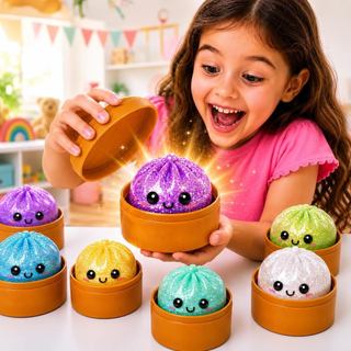 Squishy Dump Pãozinho Surpresa com Cestinha Viral Squishies Bolinho Chinês Sortido