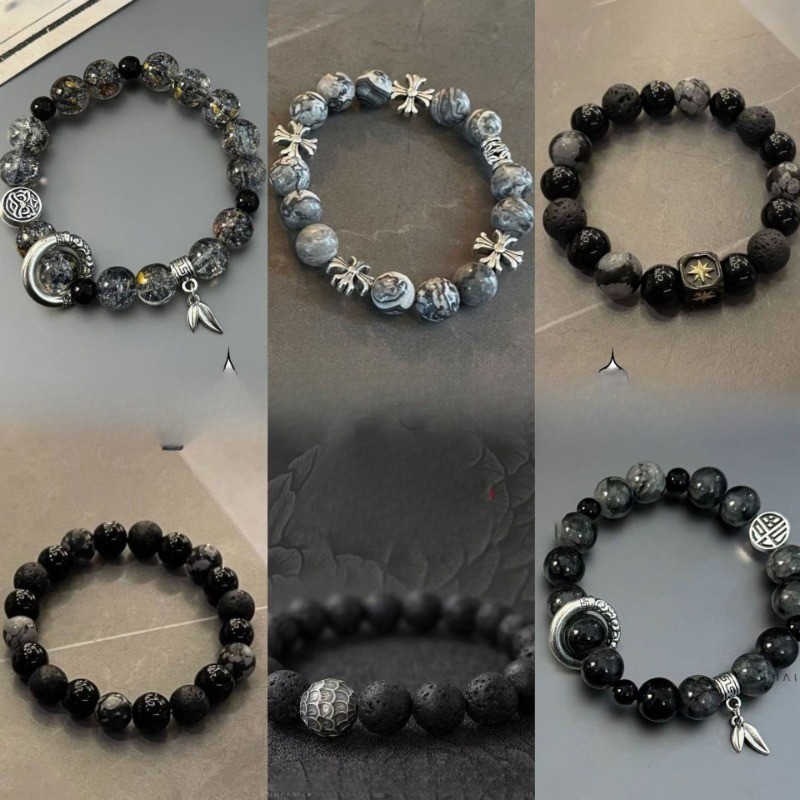 Estilo chinês preto grânulo pulseira moda estrela pulseira senhoras moda pulseira presente jóias acessórios