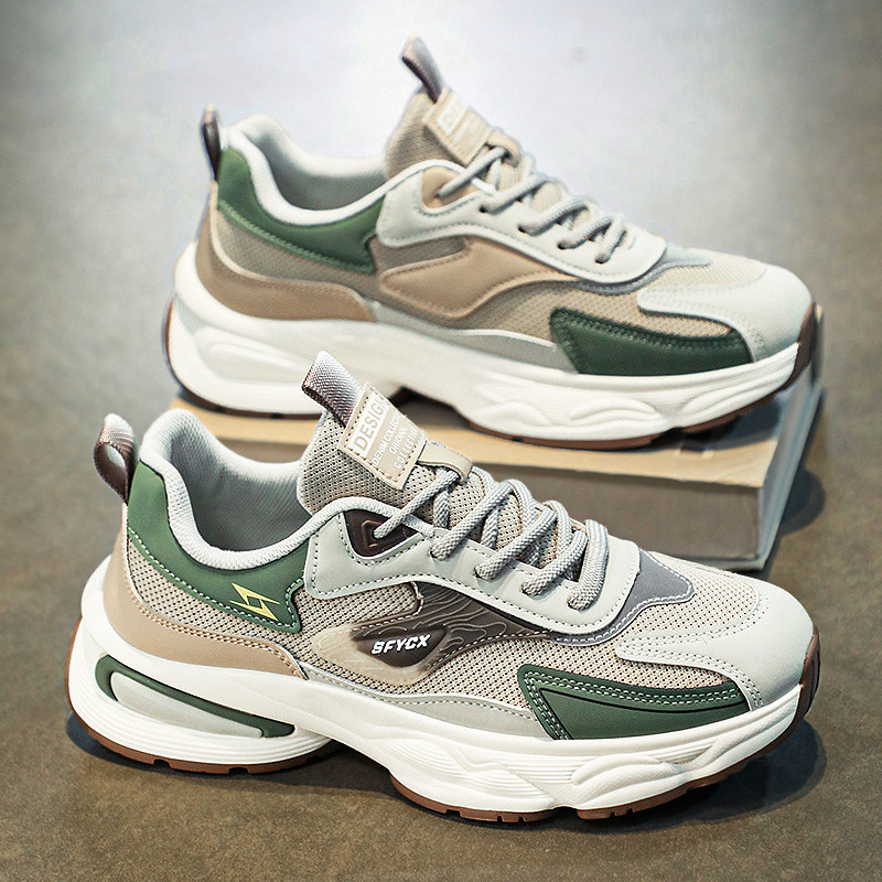 Sapatos masculinos verão malha respirável adolescente esportes lazer correndo influenciador venda quente sola grossa aum