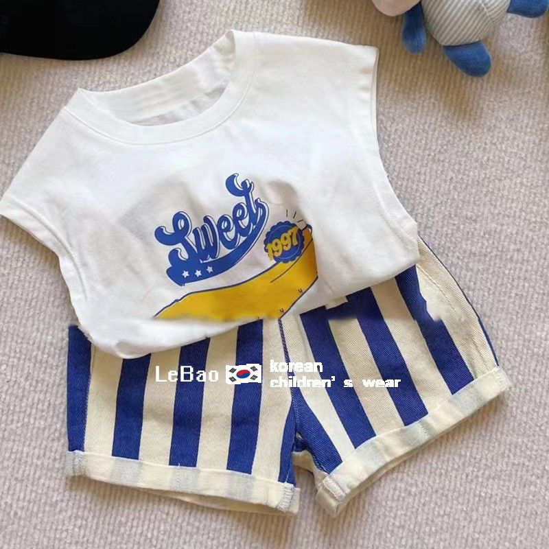 100% algodão crianças sem mangas camiseta verão coreano impressão dos desenhos animados masculino feminino bebê solto Al