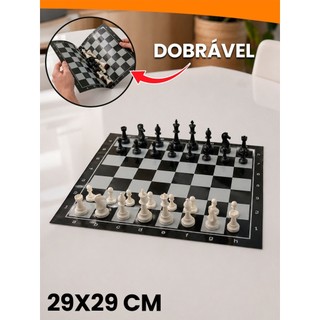 Tabuleiro De Xadrez Dobrável 29x29cm Com Peças Plásticas Jogo Educativo Infantil Adulto Portátil
