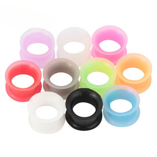 2 Peças de Dilatador de Ouvido Flexível de Silicone Fino Duplo Vermelho e Cinza