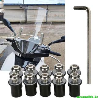 weroyalbb 10 Peças Kit Fixação Montagem Para-Brisa Motocicleta Acessórios Moto M5x16mm Porcas Parafuso