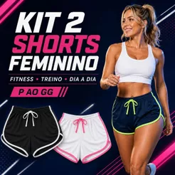 Kit 2 Shorts Feminino Fitness para Treino Academia Corrida e Dia a Dia