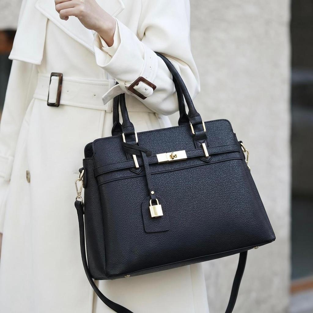 Multineos Bolsa De Couro De Ombro De Mão Grande Feminino Trabalho Dia Dia PU Vintage