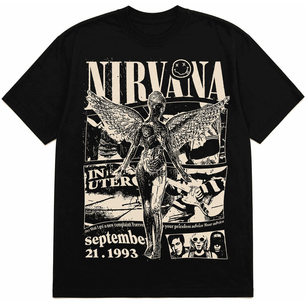 Camiseta Nirvana 1993 Vintage Banda Rock Streetwear Harajuku Aesthetic Camisa Unissex Envio Rápido