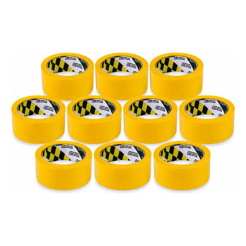 10 Uni Fita Adesiva Automotiva 48 X 40m Amarela Adelbras 765 Amarelo Liso Máscara Pintura Alta Aderência