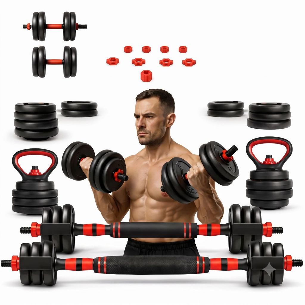 Kit de Halteres 15kg com Anilhas e Barras Rosqueáveis para Musculação e Treino em Casa