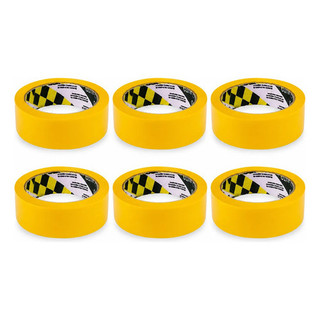Kit 6 Uni Fita Adesiva Automotiva Adelbras 765 48mm X 40m Amarela Liso Pintura Mascaramento Proteção Veicular Oficina