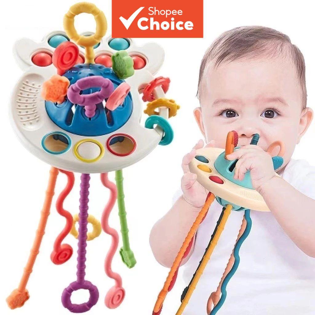 Brinquedos Montessori sensoriais para bebês – chocalho e mordedor com toque macio e valor educativo